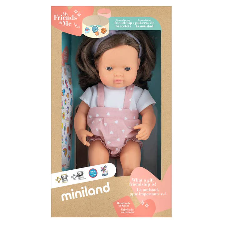 POUPÉE BÉBÉ FILLE 38 CM CHEVEUX BRUN « MES AMIES ET MOI » – Image 2