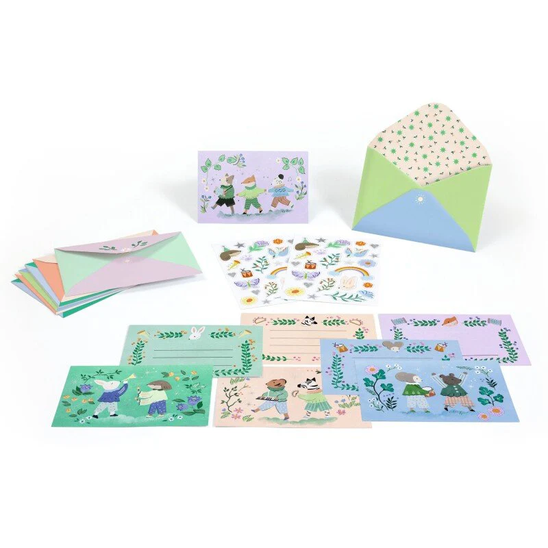 8 INVITATIONS & AUTOCOLLANTS "FANFARE DES ANIMAUX" – Image 2