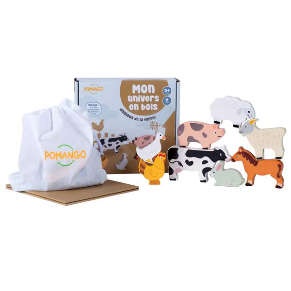ENSEMBLE DE FIGURINES ANIMAUX DE LA FERME EN BOIS – Image 2