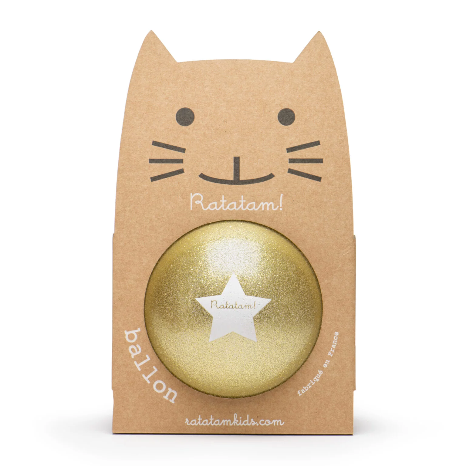 Ballon chat 22 cm / Paillettes or
