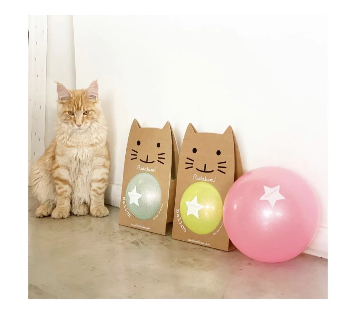 Ballon chat 22 cm / Paillettes or – Image 3