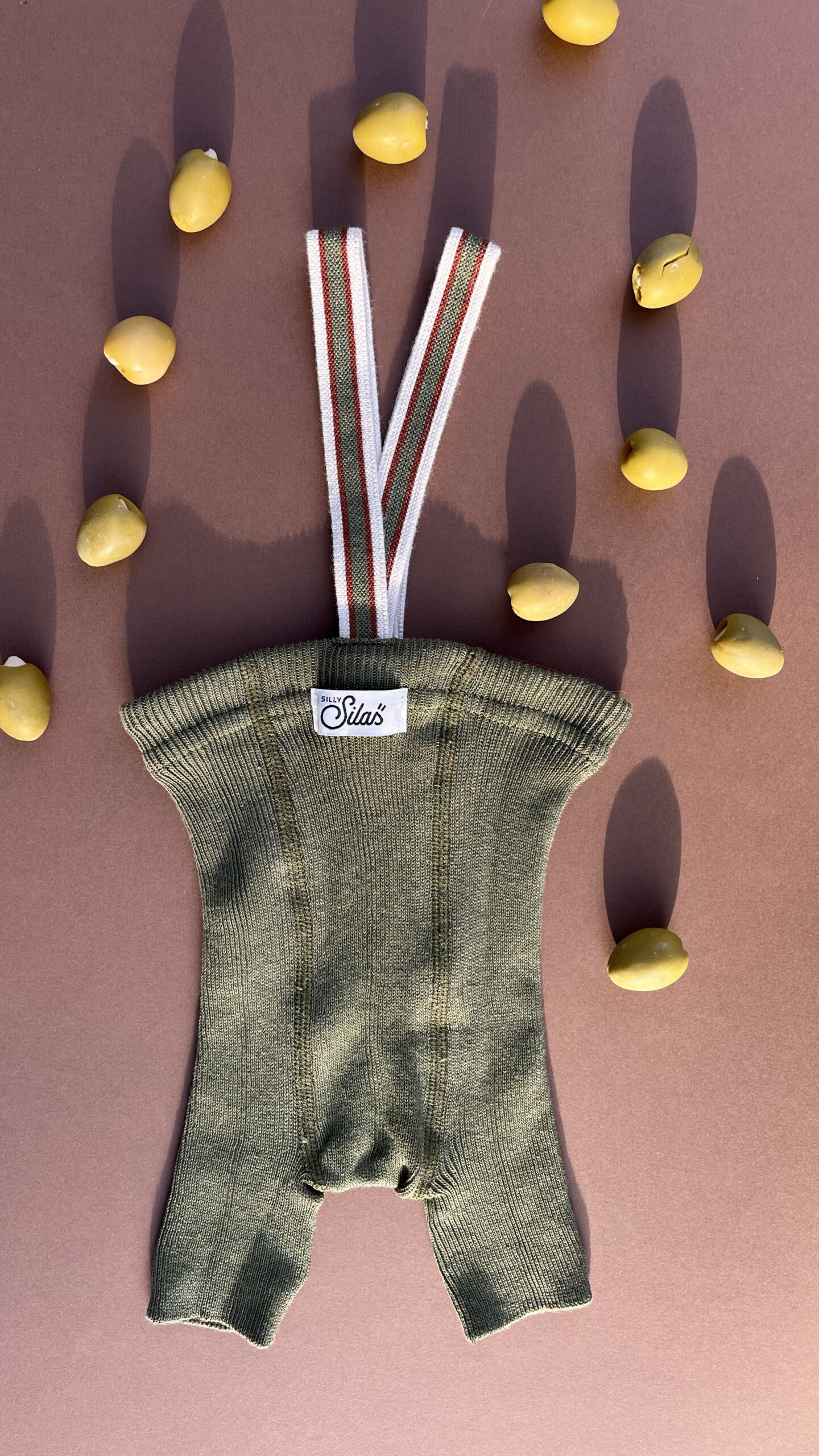 Short bretelles Olive stripes – Image 2
