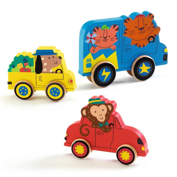 PUZZ & ROLL "COLOR" CASSE-TÊTE ET JOUET À POUSSER EN BOIS – Image 2