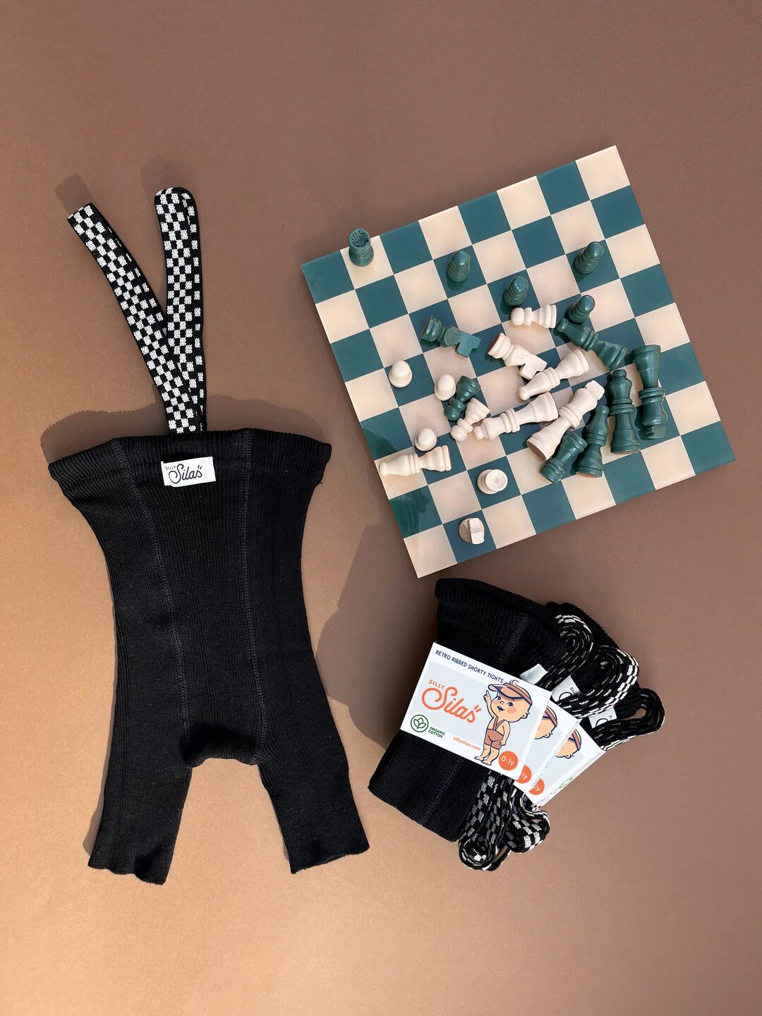 short bretelles damier black – Image 2